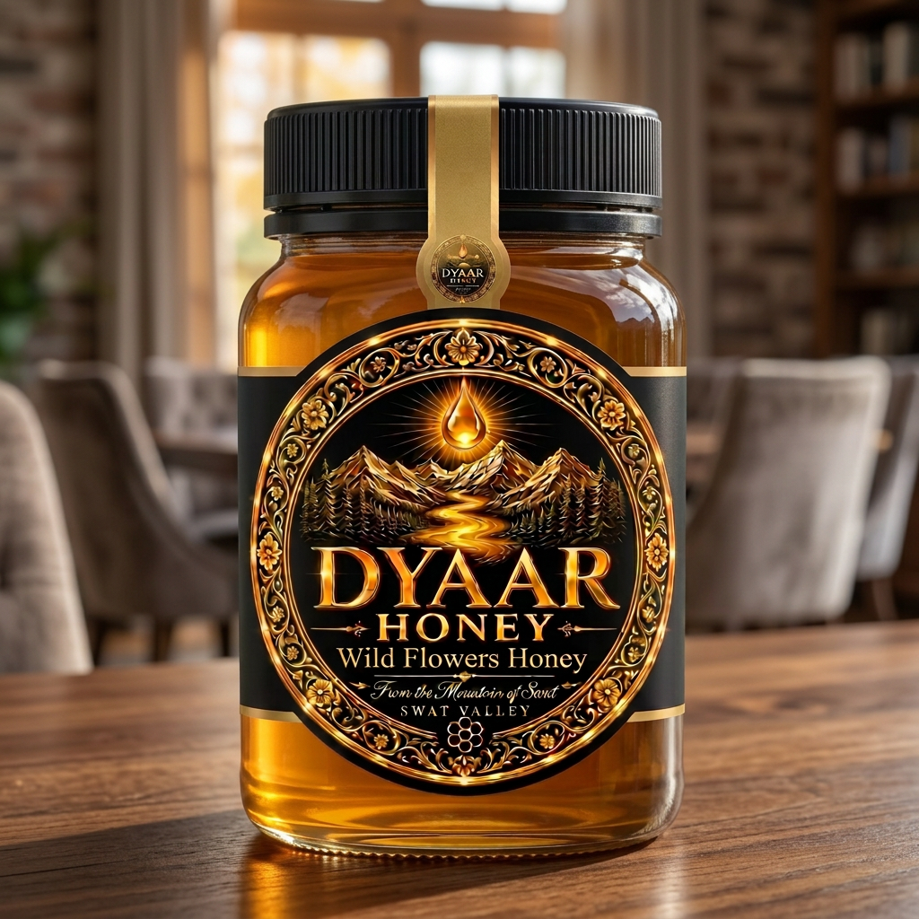 Dyaar Wild Flowers Honey close-up on a dining table